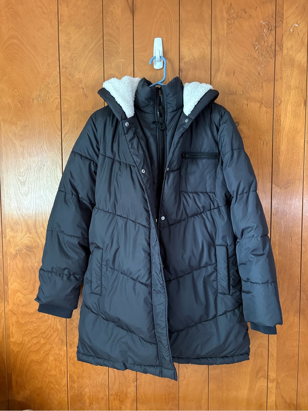 Maurices Black Sherpa-Lined Puffer Coat